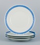Royal Copenhagen Blue Fan, four dinner plates.