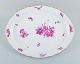 Royal Copenhagen, large oval serving dish hand painted with purple flowers and 
gold rim.
