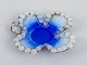 Castel for Limoges, France, enamel bowl with glass beads around the edge. Blue 
enamel.