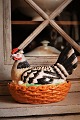 Antique 1800s egg bowl in bisquit with a hen on the lid...