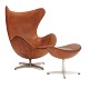 Aabenraa 
Antikvitetshandel 
presents: 
Patinated 
cognac leather 
"Egg Chair" by 
Arne Jacobsen