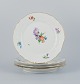 Royal Copenhagen, four Saxon Flower dinner plates. Hand-painted with different 
polychrome flower motifs.