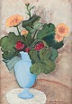 Sonja Troedsson, listed Swedish artist. Oil on canvas. Modernist floral still 
life.
Titled "I mormors vas" (In grandma