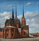 "Roskilde Cathedral" Oil painting on canvas, the painting has just been cleaned 
by a conservator.