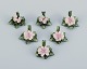 Capodimonte, Italy, a set of six porcelain table card holders shaped like water 
lilies.