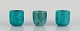 Wilhelm Kåge for Gustavsberg, three small "Argenta" ceramic vases. Glaze in 
green tones with silver inlays in the shape of leaves.