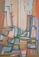 Monique Beucher (1934), fransk kunstner. Olie på lærred.
Abstrakt komposition. Koloristisk palette.