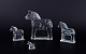 Swedish glass artist, four Dala horses in clear mouth-blown art glass.
