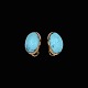 Bestik.dk presents: Danish 14k Gold Ear Clips with Cabochon Turquoise.