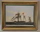 Klosterkælderen presents: B&G Porcelain painting in golden frame Danish Marine Paintings on a porcelain plaque ...