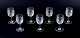 Baccarat, France. A set of seven "Nancy" red wine glasses in clear crystal 
glass.