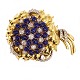 Aabenraa Antikvitetshandel presents: Italian 18kt gold brooch with ca. 7,75ct diamonds and 27,7ct sapphires. ...