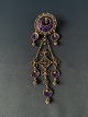 Gilded silver brooch with enamel and filigree 930S