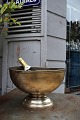K&Co. presents: Super fine, old oval French champagne cooler with super patina in brass with remnants of old ...