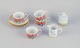 Williams-Sonoma Fine Porcelain. A four-person Montgolfiére coffee set consisting 
of four coffee cups with saucers, a sugar bowl, and a creamer.