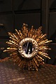 Decorative, old French sun mirror in wood with both gold ...