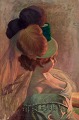 L'Art presents: 
Henry 
Bouvet, French 
artist, oil on 
canvas.
A woman in 
elegant attire 
at the theater. 
...