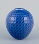 Maria Torstensson for Royal Copenhagen, porcelain vase with glaze in blue 
shades. Drop-shaped decoration.