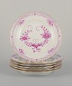 Meissen, Germany.
A set of six "Pink Indian" porcelain lunch plates.