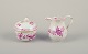 Meissen, Germany.
A "Pink Indian" porcelain creamer and sugar bowl.