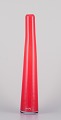 Henry Dean, Belgian glass artist.
Tall and slender art glass vase. Orange glass.