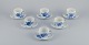 Royal Copenhagen Blue Flower curved, six coffee cups with saucers.