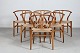 Hans J. Wegner
6 whisbone 
chairs CH 24
of oak with 
...