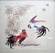 Chinese silk embroidery, 20th century. Two fighting ...