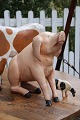 Decorative, large pig in carved wood with old paint...H: 32cm. L: 34cm. 
From a butcher shop.