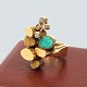 Anette Kræn; Ring of 14k gold with diamonds and amazonite