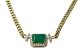 18 carat gold necklace and pendant with green 
Colombian emerald and diamonds