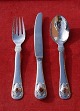 Antikkram 
presents: 
Georg 
Jensen settings 
child's cutlery 
of 3 pieces of 
Danish sterling 
silver with 
Carneol