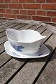 Blue Flower Plain Danish porcelain. Sauce boats on fixed stand