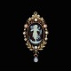 14k Gold Cameo Brooch / Pendant with Oriental Pearls and ...