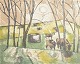 Poul Ekelund 
(1921–1976)
Color 
lithograph with 
cows in ...