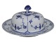 Blue Fluted Half LaceLidded bowl for butter with platter from 1898-1923