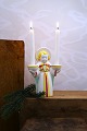Aluminia faience Christmas angel carrying 2 small candles...