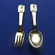 The little Match-Seller children's cutlery in Danish gold-plated solid silver. Set spoon & fork
