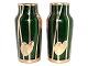 Antik K 
presents: 
Two small 
green Art 
Nouveau glass 
vases with gold 
decorations 
from 1900-1920