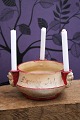 K&Co. presents: Old Christmas bowl in terracotta decorated with 3 small elf heads where there is room for small ...