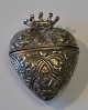 Heart-shaped main water egg in silver with crown, 20th ...