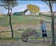 Sørensen, Eiler (1869 - 1953) Denmark: Boy with wheelbarrow.