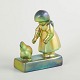 Zsolnay, girl with chicken in eosin glaze.