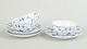 L'Art presents: Royal Copenhagen Blue Fluted Plain, set of three tea cups with matching saucers.