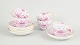 L'Art presents: Meissen, "Pink Indian" set of five large coffee cups with matching saucers.