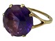 Antik K presents: Herman Siersbol 14-carat goldRing with large amethyst stone - Size 62