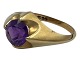 Antik K presents: Herman Siersbol 14-carat goldRing with amethyst stone - Size 53
