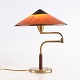 Osted Antik & Design presents: Table Lamp with Swing Arm in Patinated Brass with Amber Shade, LYFA, 1930/40s