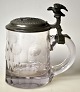 Pegasus – Kunst - Antik - Design presents: German beer mug, 1891, in glass with pewter lid.