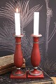 K&Co. presents: A pair of Augustenborg pewter candlesticks from around 1840 with red original paint.